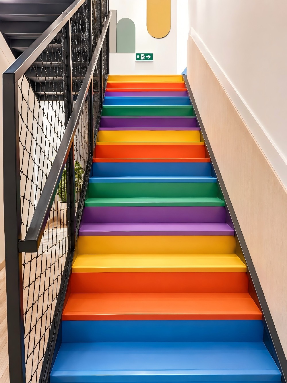 Colorful Kindergarten Stairway - Safety Vinyl Flooring Solution