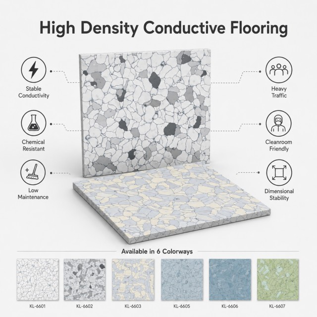 Premium Homogeneous ESD Vinyl Tiles 600x600mm - High Density Conductive Flooring for SMT & Electronics Facilities