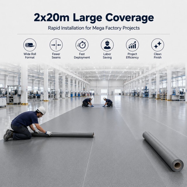 High-Efficiency Large-Scale Project ESD Rolls - 2x20m Rapid Installation Conductive Flooring for Mega Factories