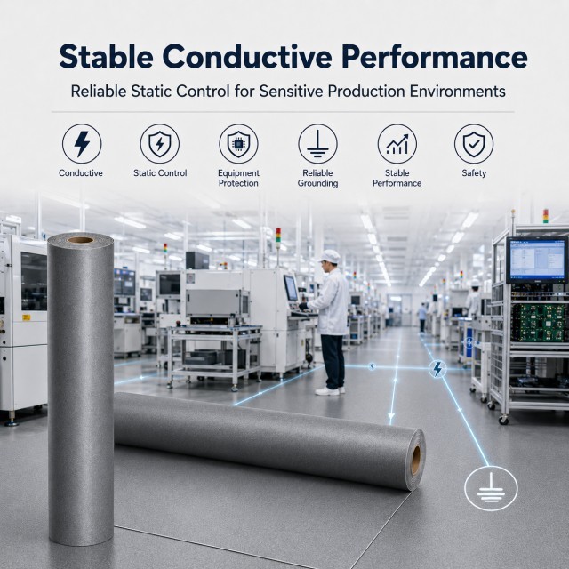 High-Efficiency Large-Scale Project ESD Rolls - 2x20m Rapid Installation Conductive Flooring for Mega Factories