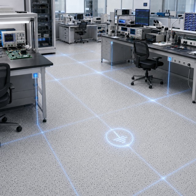 Premium R&D Center Aesthetics ESD Tiles - Architectural Grade Multi-Color Anti-Static Flooring for Tech Labs